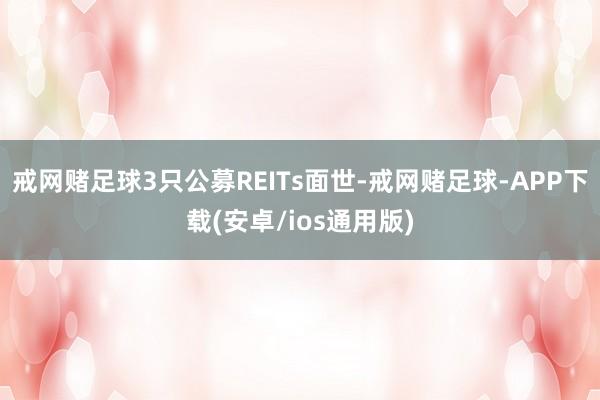 戒网赌足球3只公募REITs面世-戒网赌足球-APP下载(安卓/ios通用版)