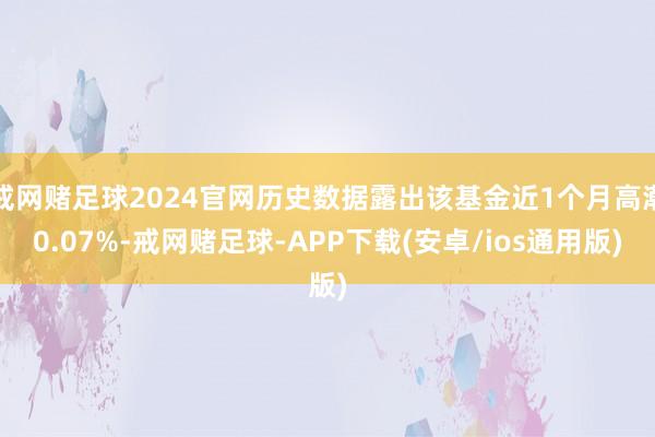 戒网赌足球2024官网历史数据露出该基金近1个月高潮0.07%-戒网赌足球-APP下载(安卓/ios通用版)