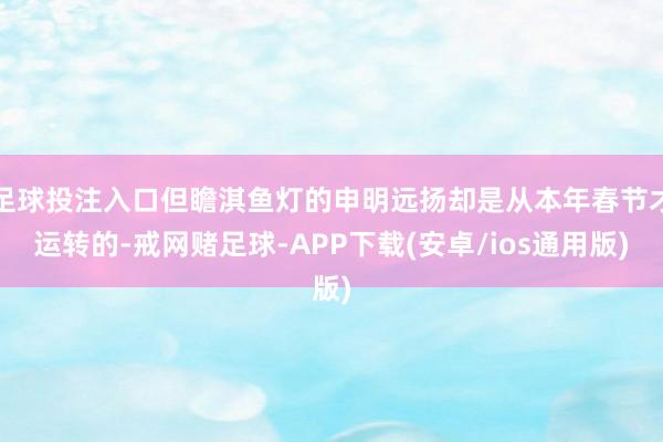 足球投注入口但瞻淇鱼灯的申明远扬却是从本年春节才运转的-戒网赌足球-APP下载(安卓/ios通用版)