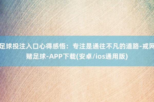 足球投注入口心得感悟：专注是通往不凡的道路-戒网赌足球-APP下载(安卓/ios通用版)