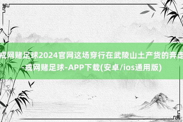 戒网赌足球2024官网这场穿行在武陵山土产货的奔走-戒网赌足球-APP下载(安卓/ios通用版)