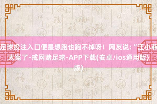 足球投注入口便是想跑也跑不掉呀！网友说:“汪小菲太冤了-戒网赌足球-APP下载(安卓/ios通用版)
