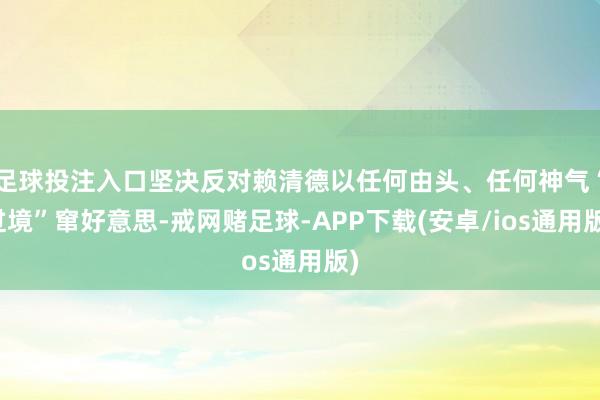 足球投注入口坚决反对赖清德以任何由头、任何神气“过境”窜好意思-戒网赌足球-APP下载(安卓/ios通用版)