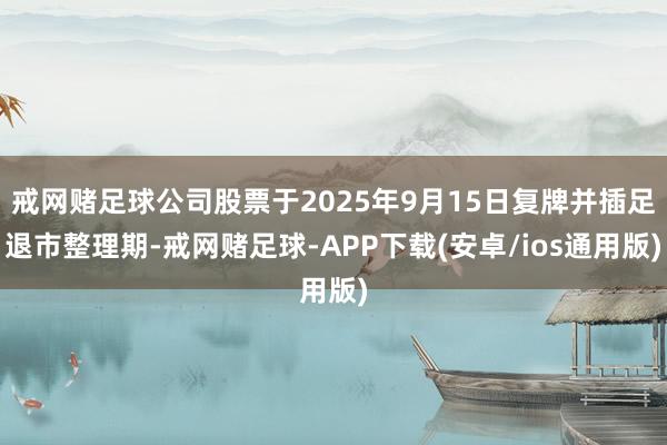 戒网赌足球公司股票于2025年9月15日复牌并插足退市整理期-戒网赌足球-APP下载(安卓/ios通用版)