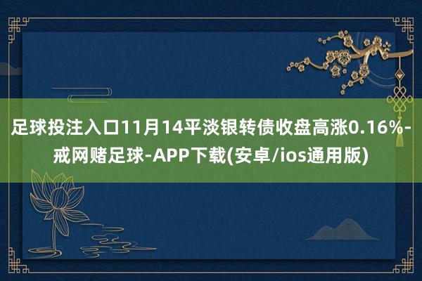 足球投注入口11月14平淡银转债收盘高涨0.16%-戒网赌足球-APP下载(安卓/ios通用版)