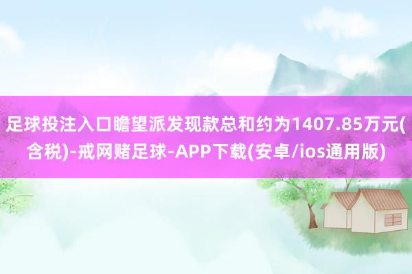 足球投注入口瞻望派发现款总和约为1407.85万元(含税)-戒网赌足球-APP下载(安卓/ios通用版)