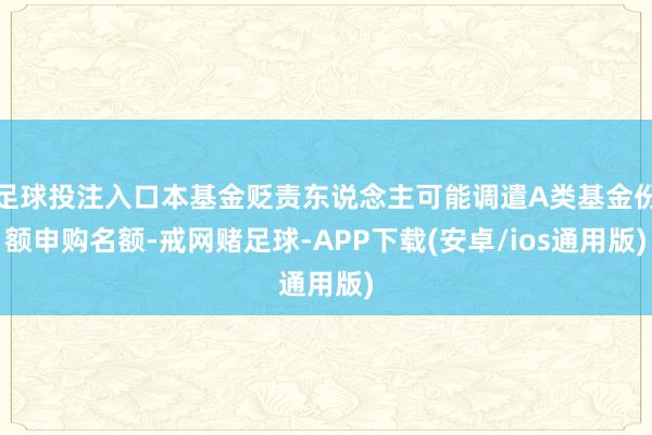 足球投注入口本基金贬责东说念主可能调遣A类基金份额申购名额-戒网赌足球-APP下载(安卓/ios通用版)