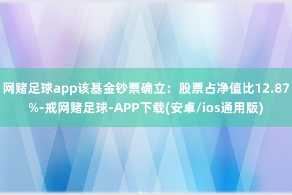 网赌足球app该基金钞票确立：股票占净值比12.87%-戒网赌足球-APP下载(安卓/ios通用版)