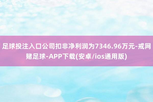 足球投注入口公司扣非净利润为7346.96万元-戒网赌足球-APP下载(安卓/ios通用版)