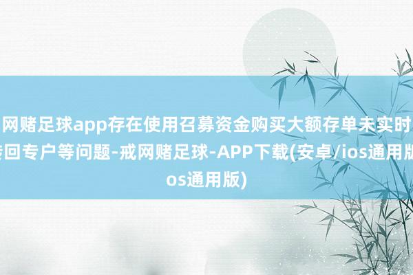 网赌足球app存在使用召募资金购买大额存单未实时转回专户等问题-戒网赌足球-APP下载(安卓/ios通用版)