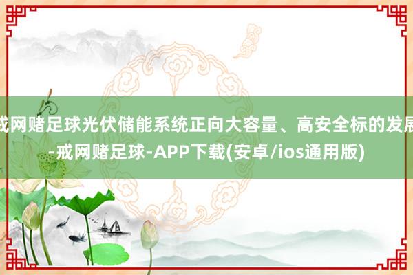 戒网赌足球光伏储能系统正向大容量、高安全标的发展-戒网赌足球-APP下载(安卓/ios通用版)