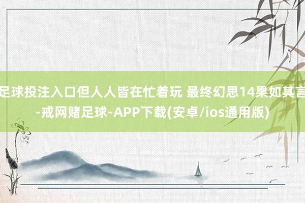 足球投注入口但人人皆在忙着玩 最终幻思14果如其言-戒网赌足球-APP下载(安卓/ios通用版)